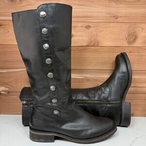 Harley Davidson Capstan Black Leather Motorcycle Boots D83606 Women's 9